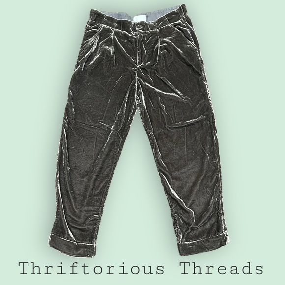 Anthropologie ETT:TWA Cropped Cuffed Velour Pants - Picture 4 of 8